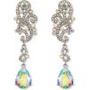 imageBriLove Womens Wedding Bridal Crystal Floral Scroll Chandelier Dangle EarringsColours Clear SilverTone