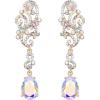 imageBriLove Womens Wedding Bridal Crystal Floral Scroll Chandelier Dangle EarringsIridescent AB GoldTone
