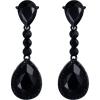 imageBriLove Womens Wedding Bridal Crystal Teardrop Infinity Figure 8 Chandelier Dangle ClipOn EarringsBlack SilverTone