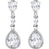 imageBriLove Womens Wedding Bridal Crystal Teardrop Infinity Figure 8 Chandelier Dangle ClipOn EarringsClear SilverTone
