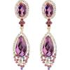 imageBriLove Womens Wedding Bridal Infinity Figure 8 Crystal Teardrop Chandelier Dangle ClipOn EarringsAmethyst Color GoldTone