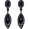 imageBriLove Womens Wedding Bridal Infinity Figure 8 Crystal Teardrop Chandelier Dangle ClipOn EarringsBlack BlackTone