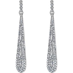 imageBriLove Wedding Bridal Elegant Crystal Beaded Teardrop Long Dangle Earrings for WomenClear SilverTone