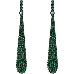 imageBriLove Wedding Bridal Elegant Crystal Beaded Teardrop Long Dangle Earrings for WomenEmerald Color BlackTone
