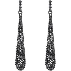 imageBriLove Wedding Bridal Elegant Crystal Beaded Teardrop Long Dangle Earrings for WomenLight Black BlackTone