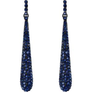 imageBriLove Wedding Bridal Elegant Crystal Beaded Teardrop Long Dangle Earrings for WomenNavy Blue BlackTone