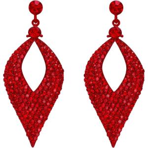 imageBriLove Womens Bohemian Boho Crystal Hollow Leaf Chandelier Dangle Earrings02Ruby Color Redtone