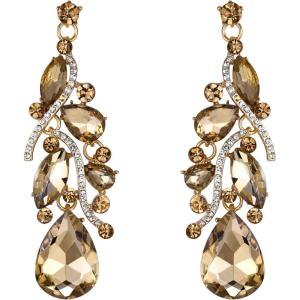 imageBriLove Womens Bohemian Boho Crystal Multi Teardrop Filigree Cluster Chandelier Dangle Earrings02Champagne GoldTone