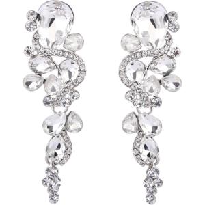 imageBriLove Womens Bohemian Boho Crystal Wedding Bridal Multiple Teardrop Chandelier Long Dangle Earrings01Clear SilverTone