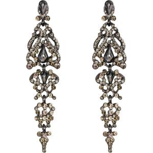 imageBriLove Womens Wedding Bridal Crystal Cluster Teardrop Dangle Earrings02Grey BlackTone