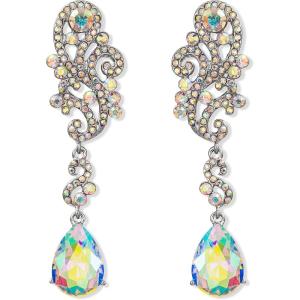imageBriLove Womens Wedding Bridal Crystal Floral Scroll Chandelier Dangle EarringsColours Clear SilverTone