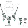 imageBriLove Wedding Bridal Crystal Rhinestones Hollow Rose Flower Cluster Statement Necklace Dangle Earrings Set for Women