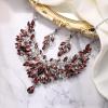 imageBriLove Wedding Bridal Crystal Rhinestones Marquise Cluster Statement Necklace Dangle Earrings Jewelry Set for WomenAmethyst Color SilverTone