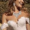 imageBriLove Wedding Bridal Crystal Rhinestones Marquise Cluster Statement Necklace Dangle Earrings Jewelry Set for WomenClear SilverTone
