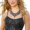 imageBriLove Wedding Bridal Crystal Rhinestones Marquise Cluster Statement Necklace Dangle Earrings Jewelry Set for WomenGrey BlackTone