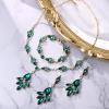 imageBriLove Wedding Bridal Jewelry Set Marquise Crystal Teardrop Necklace Earring Bracelet Gift for Women Brides06Emerald Color GoldTone