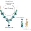 imageBriLove Wedding Bridal Jewelry Set for Women Crystal Teardrop Filigree Leaf Twig Enamel Statement Necklace Dangle Earrings Blue Topaz Color GoldToned