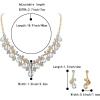 imageBriLove Wedding Bridal Necklace Earrings Jewelry Set for Women Crystal Enamel Teardrop Cluster Leaf Vine Statement Necklace Dangle Earrings Set Clear GoldToned