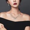 imageBriLove Wedding Bridal Necklace Earrings Jewelry Set for Women Crystal Enamel Teardrop Cluster Leaf Vine Statement Necklace Dangle Earrings Set Clear GoldToned
