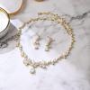 imageBriLove Wedding Jewelry Set for Bride CZ Teardrop Butterfly Flower Leaf Filigree Necklace Earrings Women Party Prom AccessoriesClearGold Tone