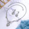 imageBriLove Wedding Jewelry Sets for Brides Rhinestone Beaded Pendant Neckalce Dangle Earrings01Clear SilverTone