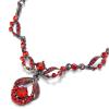 imageBriLove Wedding Jewelry Sets for Brides Rhinestone Beaded Pendant Neckalce Dangle Earrings04Ruby Color BlackTone