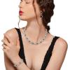 imageBriLove Wedding Jewelry Sets for Brides Rhinestone Crystal Infinity Choker Necklace Link Bracelet Marquise Dangle Earrings Black SilverTone