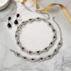 imageBriLove Wedding Jewelry Sets for Brides Rhinestone Crystal Infinity Choker Necklace Link Bracelet Marquise Dangle Earrings Black SilverTone