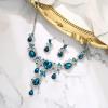 imageBriLove Womens Jewelry Set Crystal Heart Rhinestones Teardrop Cluster Statement Necklace Dangle Earrings for Wedding Prom