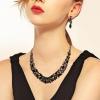 imageBriLove Womens Wedding Bridal Austrian Crystal Marquise Cluster Collar Necklace Dangle Earrings Set3PcsBlack