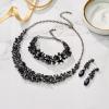 imageBriLove Womens Wedding Bridal Austrian Crystal Marquise Cluster Collar Necklace Dangle Earrings Set3PcsBlack