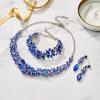 imageBriLove Womens Wedding Bridal Austrian Crystal Marquise Cluster Collar Necklace Dangle Earrings Set3PcsBlue