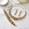 imageBriLove Womens Wedding Bridal Austrian Crystal Marquise Cluster Collar Necklace Dangle Earrings Set3PcsChampagne