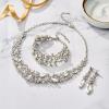 imageBriLove Womens Wedding Bridal Austrian Crystal Marquise Cluster Collar Necklace Dangle Earrings Set3PcsClear