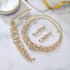 imageBriLove Womens Wedding Bridal Austrian Crystal Marquise Cluster Collar Necklace Dangle Earrings Set3PcsClear GoldTone