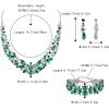 imageBriLove Womens Wedding Bridal Austrian Crystal Marquise Cluster Collar Necklace Dangle Earrings Set3PcsEmerald Color