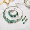 imageBriLove Womens Wedding Bridal Austrian Crystal Marquise Cluster Collar Necklace Dangle Earrings Set3PcsEmerald Color