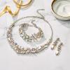 imageBriLove Womens Wedding Bridal Austrian Crystal Marquise Cluster Collar Necklace Dangle Earrings Set3PcsIridescent Clear AB