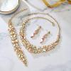 imageBriLove Womens Wedding Bridal Austrian Crystal Marquise Cluster Collar Necklace Dangle Earrings Set3PcsIridescent Clear AB GoldTone