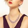 imageBriLove Womens Wedding Bridal Austrian Crystal Marquise Cluster Collar Necklace Dangle Earrings Set3PcsPink