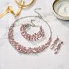 imageBriLove Womens Wedding Bridal Austrian Crystal Marquise Cluster Collar Necklace Dangle Earrings Set3PcsPink