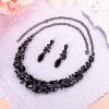 imageBriLove Womens Wedding Bridal Austrian Crystal Marquise Cluster Collar Necklace Dangle Earrings SetBlack BlackTone