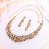 imageBriLove Womens Wedding Bridal Austrian Crystal Marquise Cluster Collar Necklace Dangle Earrings SetChampagne GoldTone