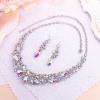imageBriLove Womens Wedding Bridal Austrian Crystal Marquise Cluster Collar Necklace Dangle Earrings SetClear AB SilverTone