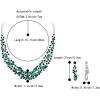 imageBriLove Womens Wedding Bridal Austrian Crystal Marquise Cluster Collar Necklace Dangle Earrings SetEmerald Color SilverTone