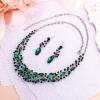 imageBriLove Womens Wedding Bridal Austrian Crystal Marquise Cluster Collar Necklace Dangle Earrings SetEmerald Color SilverTone