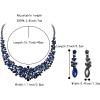 imageBriLove Womens Wedding Bridal Austrian Crystal Marquise Cluster Collar Necklace Dangle Earrings SetLight Sapphire Color BlackTone