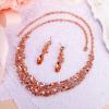 imageBriLove Womens Wedding Bridal Austrian Crystal Marquise Cluster Collar Necklace Dangle Earrings SetPeach RoseGoldTone