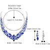 imageBriLove Womens Wedding Bridal Austrian Crystal Marquise Cluster Collar Necklace Dangle Earrings SetRoyal Blue SilverTone
