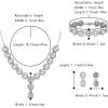imageBriLove Womens Wedding Bridal Round Teardrop Crystal Necklace Sparkle Halo Bracelet Pierced Dangle Earrings Jewelry SetClear SilverTone